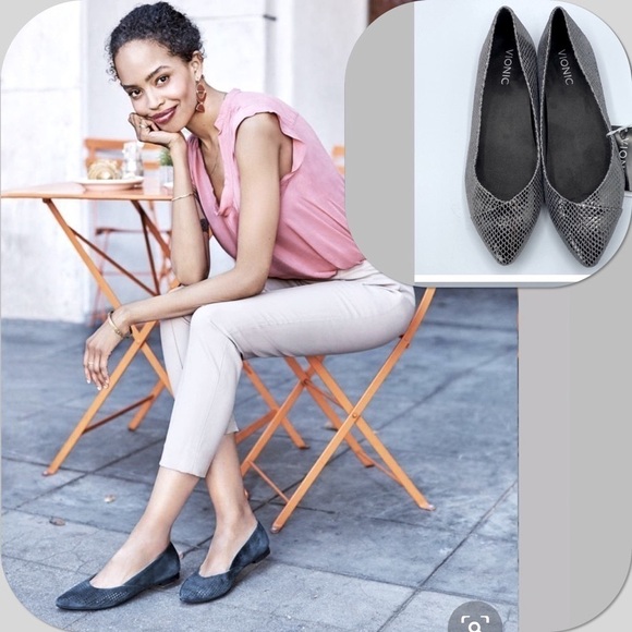 Vionic Caballo Gunmetal Snake Flats. Size 6. D4/A306 - Picture 1 of 9